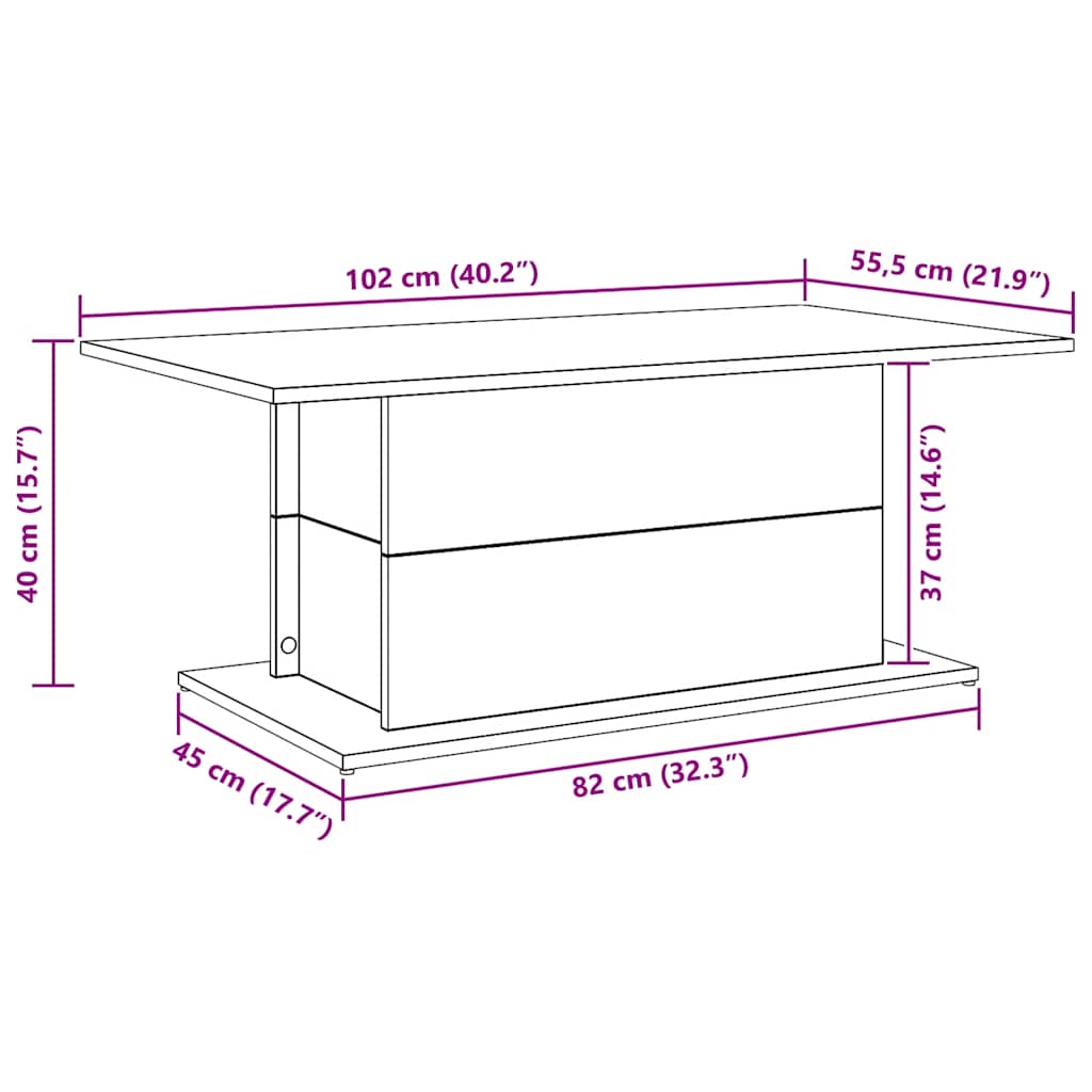 Table basse chêne artisanal 102x55,5x40 cm bois d'ingénierie - XIOS