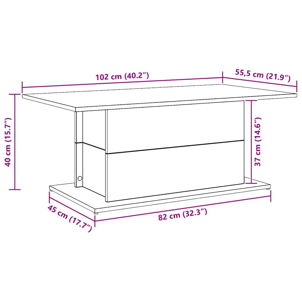 Table basse chêne artisanal 102x55,5x40 cm bois d'ingénierie - XIOS
