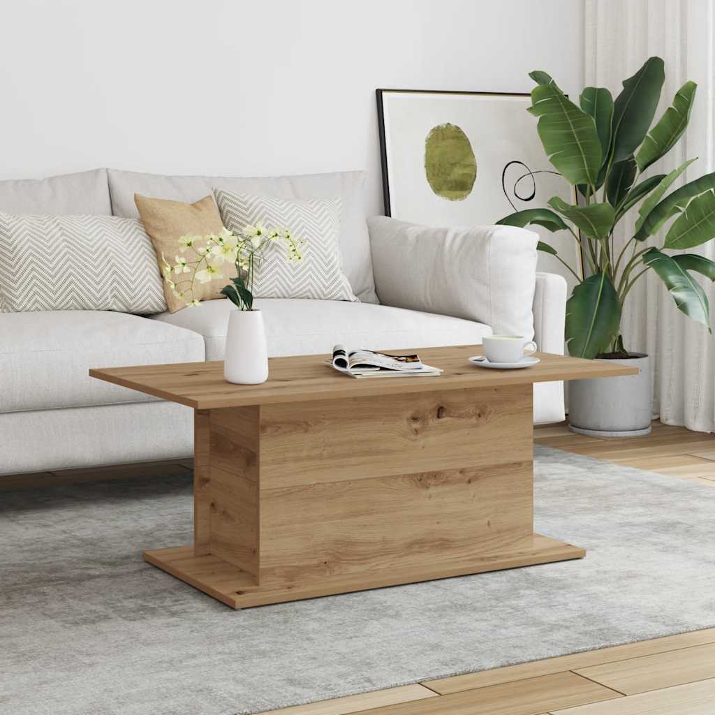 Table basse chêne artisanal 102x55,5x40 cm bois d'ingénierie - XIOS