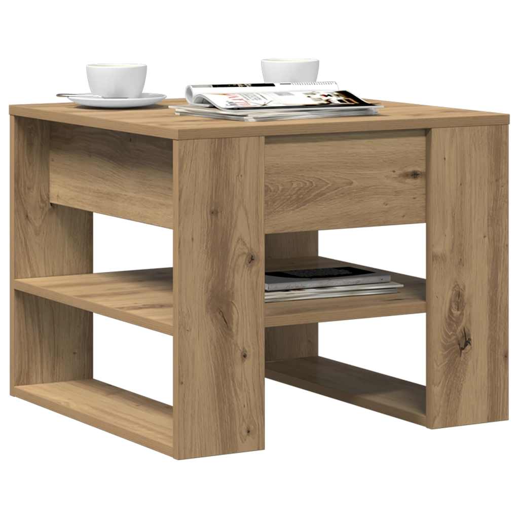 Table basse chêne artisanal 55,5x55x45 cm bois d'ingénierie - XIOS