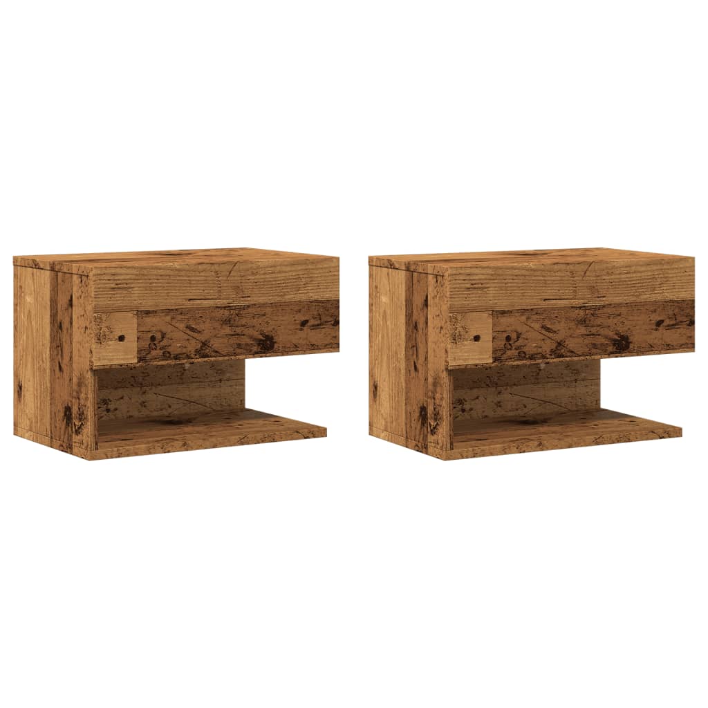 Tables de chevet murales 2 pcs vieux bois