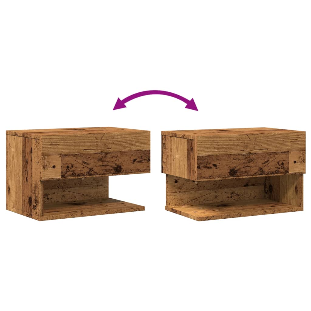 Tables de chevet murales 2 pcs vieux bois - XIOS