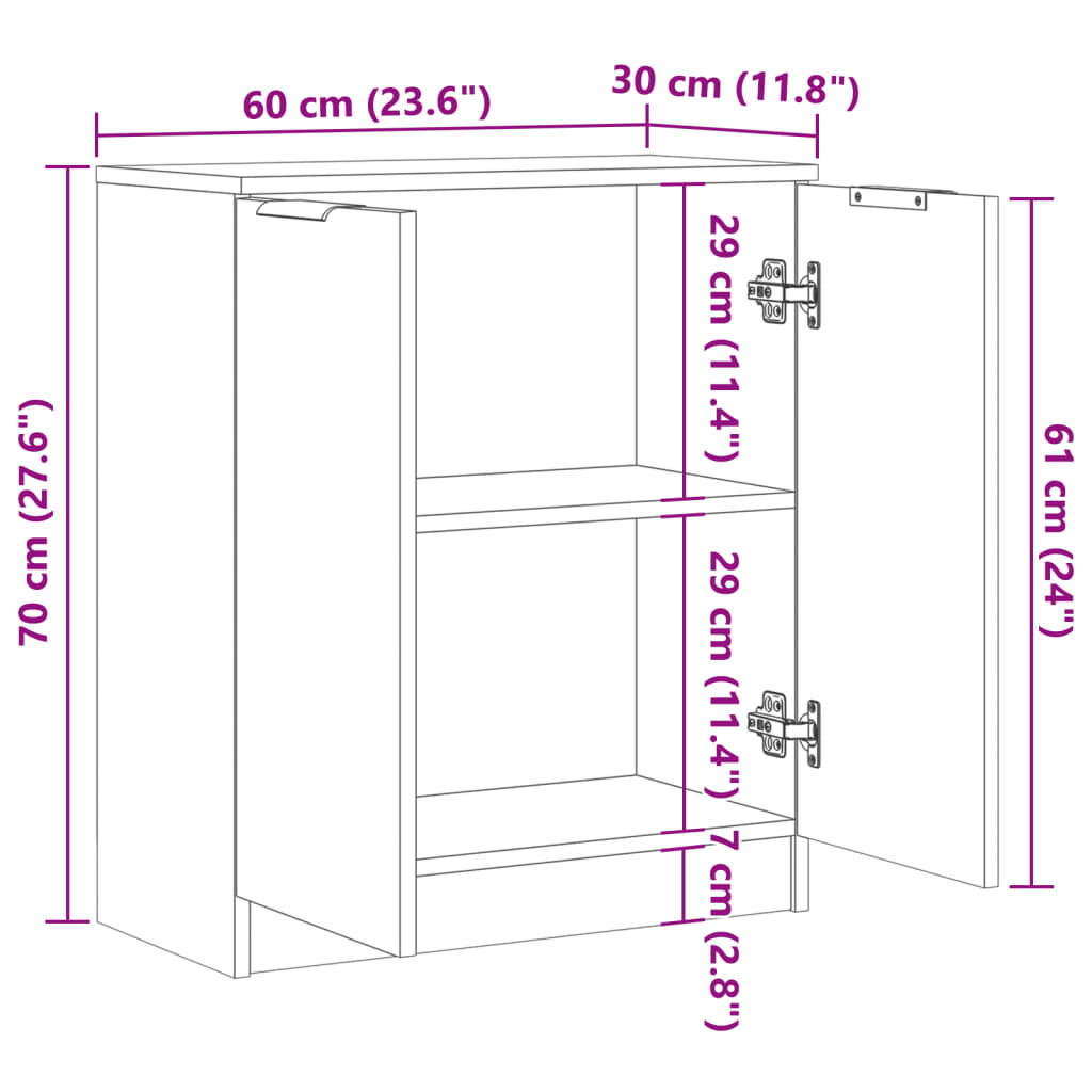 Buffet vieux bois 60x30x70 cm bois d'ingénierie - XIOS