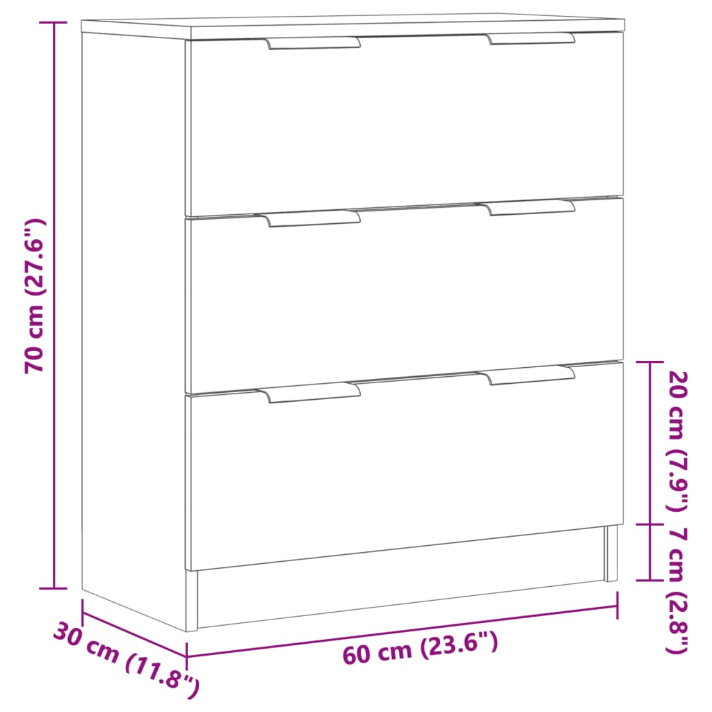 Buffet chêne artisanal 60x30x70 cm bois d'ingénierie - XIOS