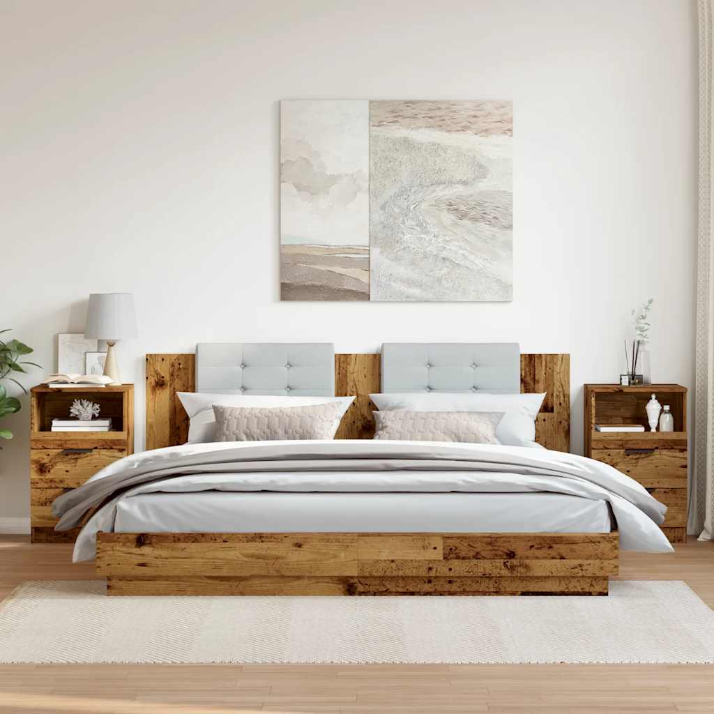 Tables de chevet 2 pcs vieux bois 40x36x65 cm bois d'ingénierie - XIOS