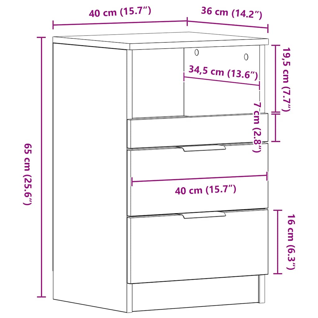Tables de chevet 2 pcs vieux bois 40x36x65 cm bois d'ingénierie - XIOS