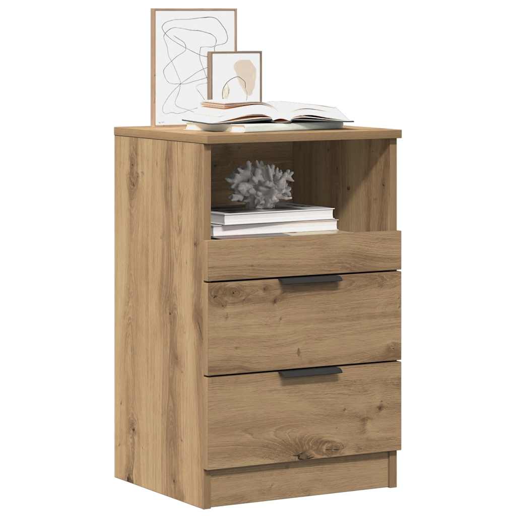 Table de chevet chêne artisanal 40x36x65 cm bois d'ingénierie - XIOS