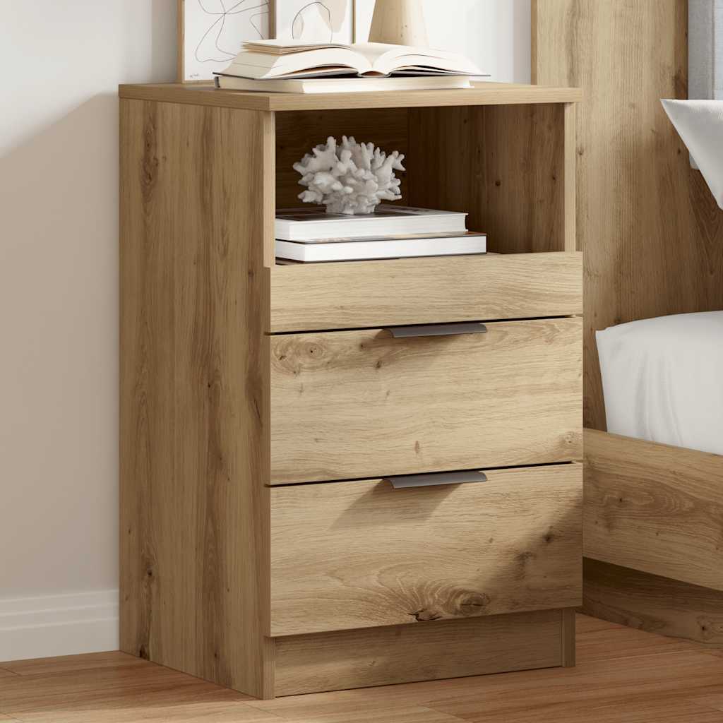 Table de chevet chêne artisanal 40x36x65 cm bois d'ingénierie - XIOS