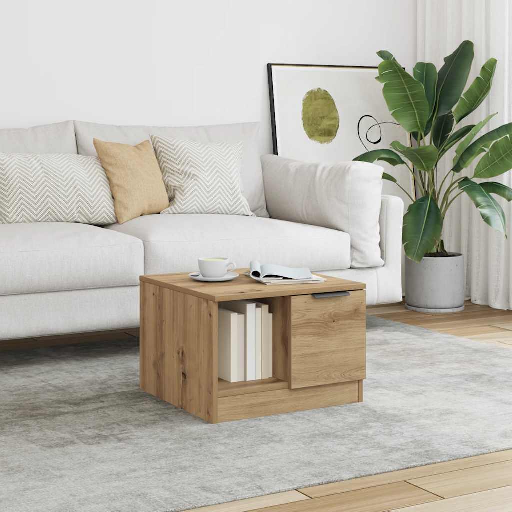 Table basse chêne artisanal 50x50x36 cm bois d'ingénierie - XIOS