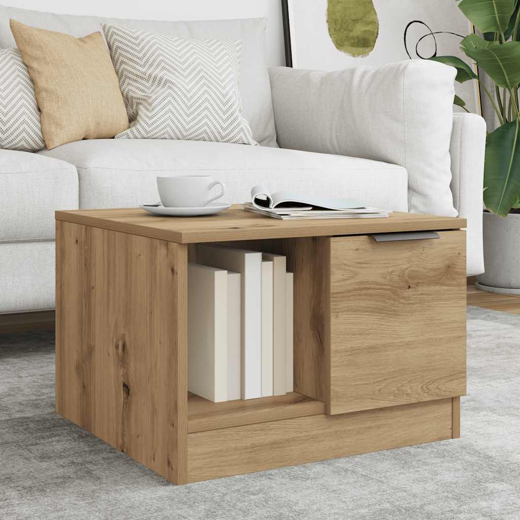Table basse chêne artisanal 50x50x36 cm bois d'ingénierie - XIOS