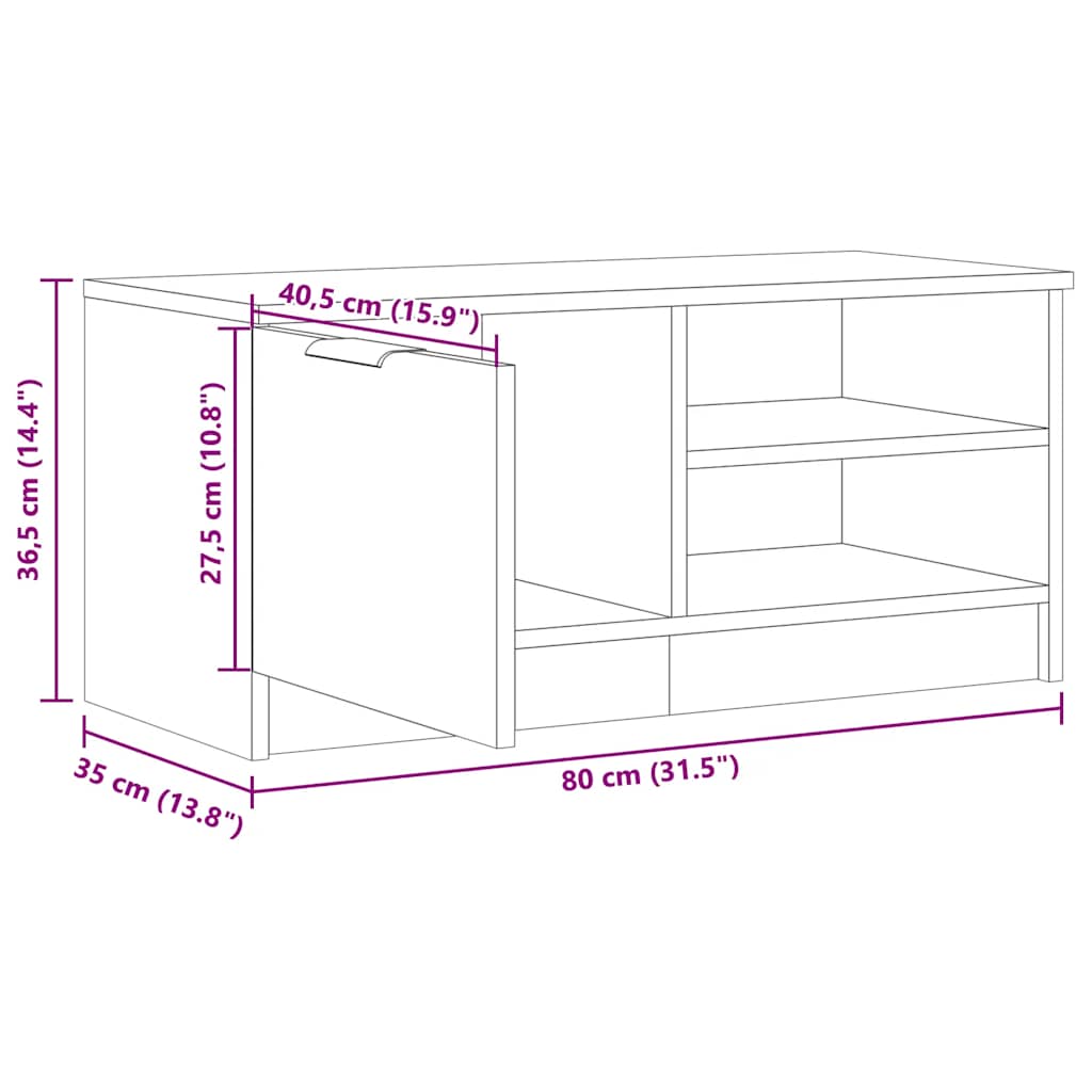 Meuble TV vieux bois 80x35x36,5 cm bois d'ingénierie - XIOS