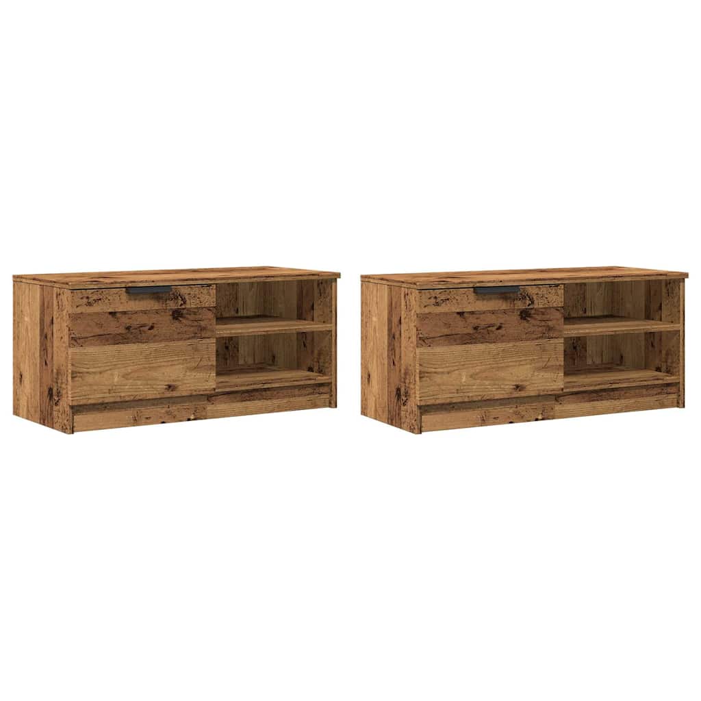 Meubles TV 2 pcs vieux bois 80x35x36,5 cm bois d'ingénierie - XIOS