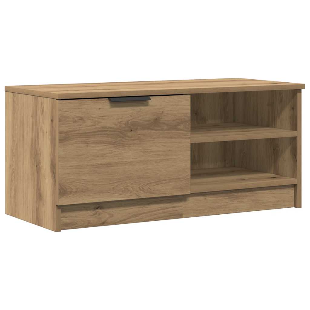 Meuble TV chêne artisanal 80x35x36,5 cm bois d'ingénierie - XIOS