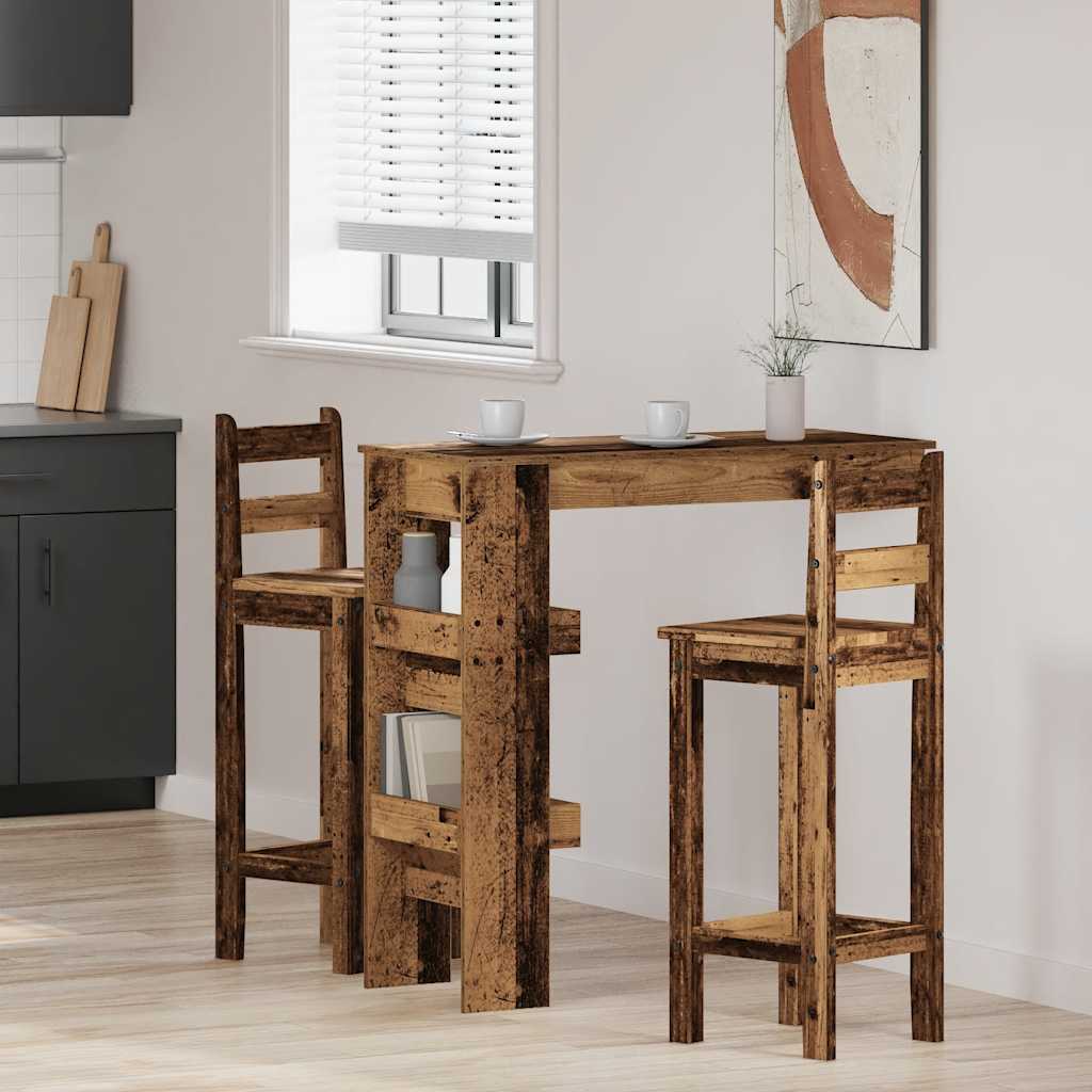 Table bar mural vieux bois 102x45x103,5 cm bois d'ingénierie - XIOS