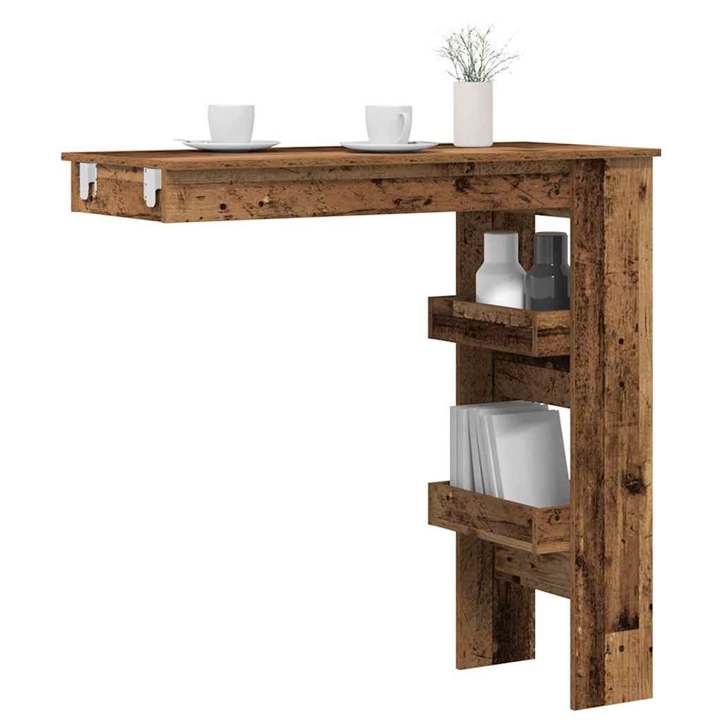 Table bar mural vieux bois 102x45x103,5 cm bois d'ingénierie - XIOS
