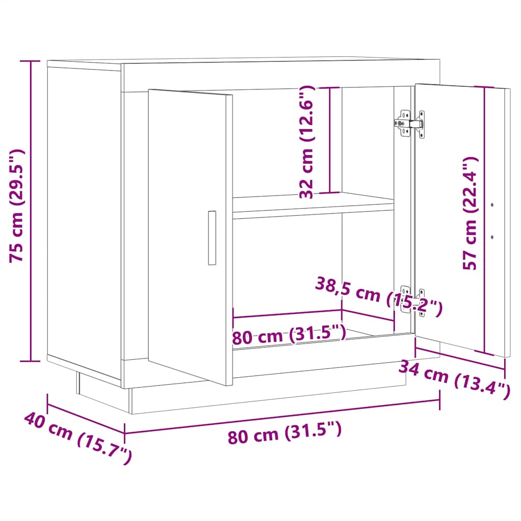 Buffet vieux bois 80x40x75 cm bois d'ingénierie - XIOS