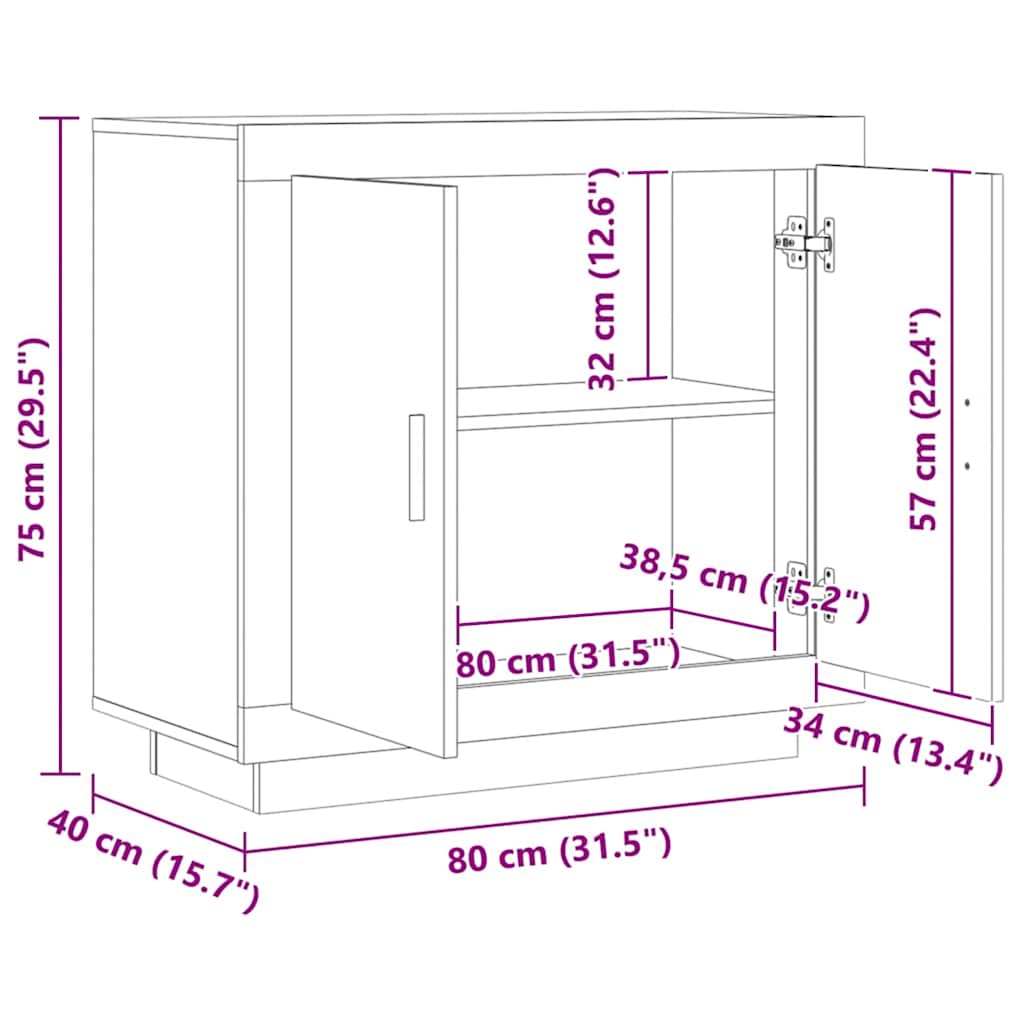 Buffet chêne artisanal 80x40x75 cm bois d'ingénierie - XIOS