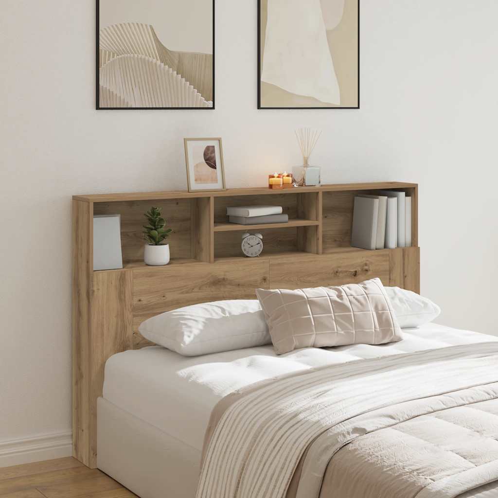 Armoire de tête de lit chêne artisanal 160x19x103,5 cm - XIOS