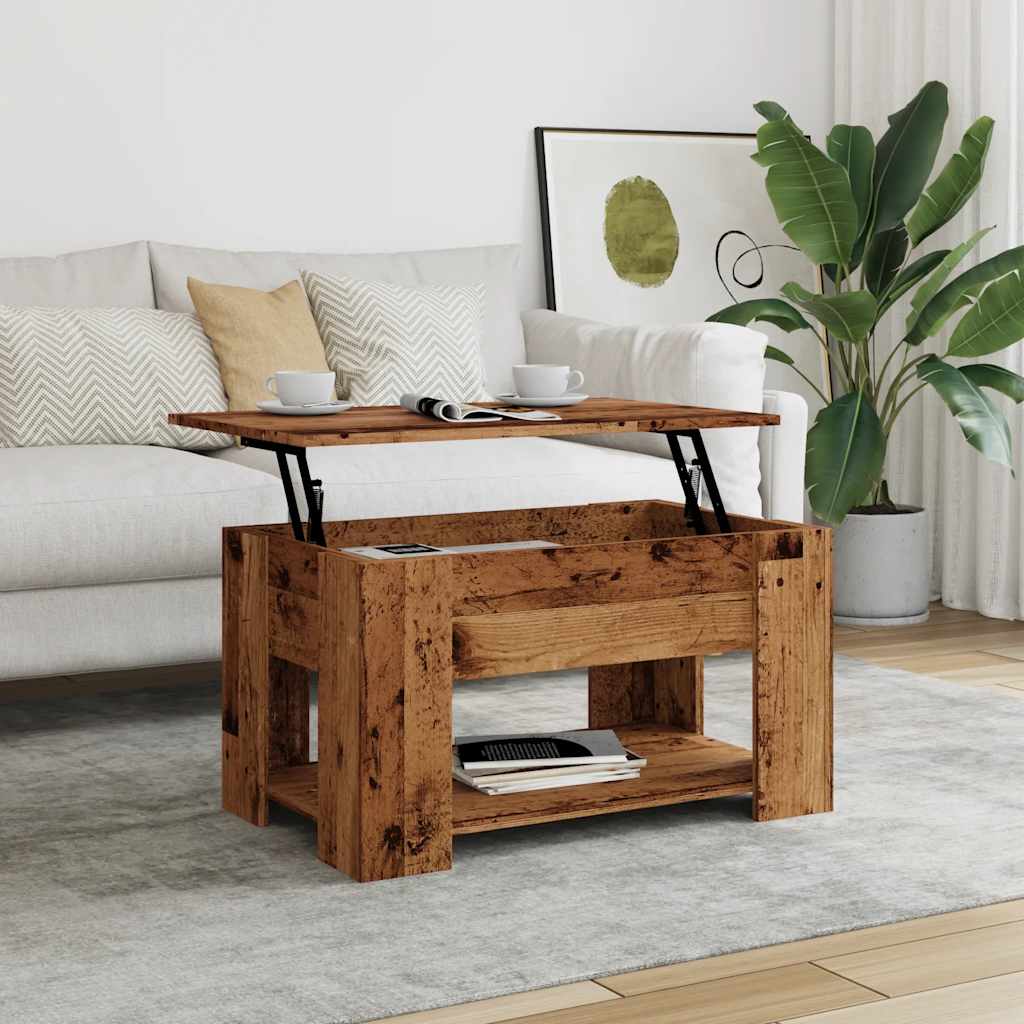 Table basse vieux bois 79x49x41 cm bois d'ingénierie - XIOS