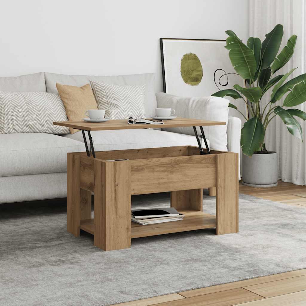 Table basse chêne artisanal 79x49x41 cm bois d'ingénierie - XIOS