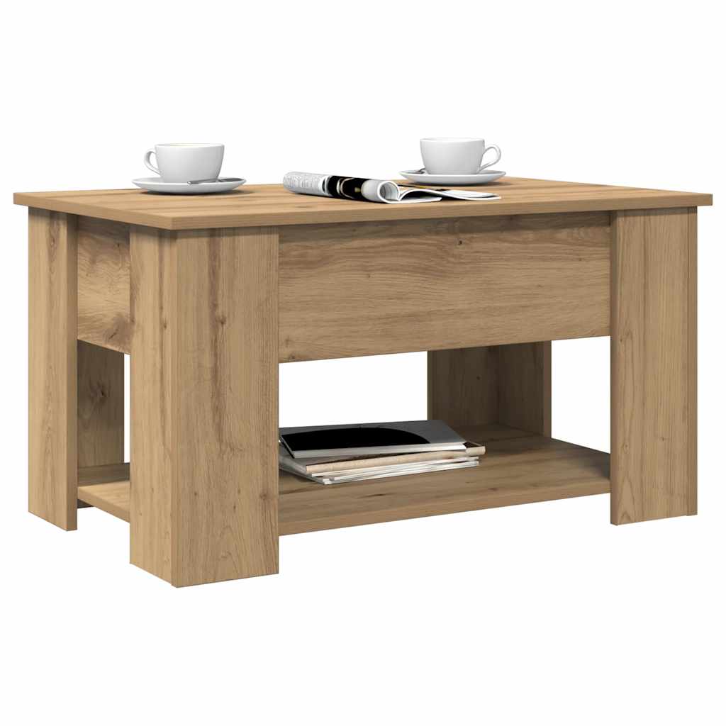 Table basse chêne artisanal 79x49x41 cm bois d'ingénierie - XIOS