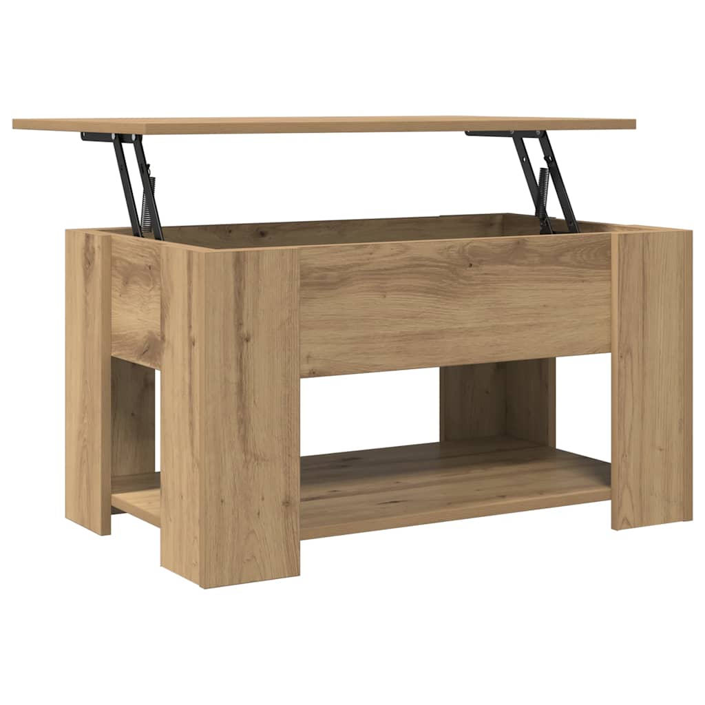 Table basse chêne artisanal 79x49x41 cm bois d'ingénierie - XIOS