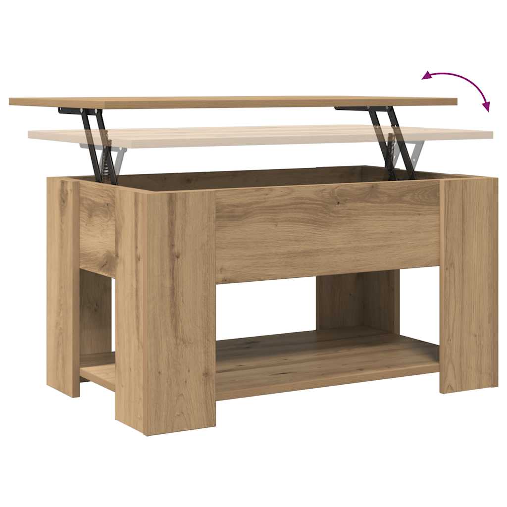 Table basse chêne artisanal 79x49x41 cm bois d'ingénierie - XIOS