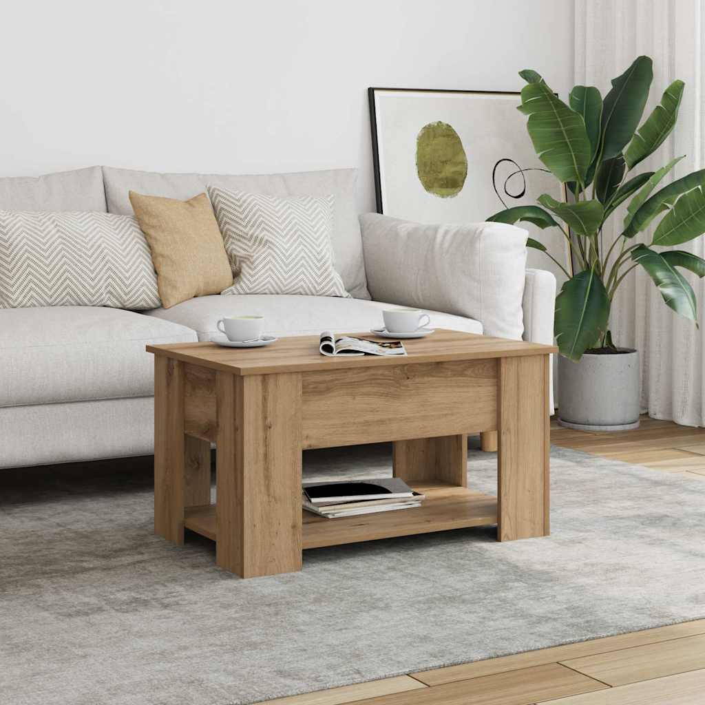 Table basse chêne artisanal 79x49x41 cm bois d'ingénierie - XIOS