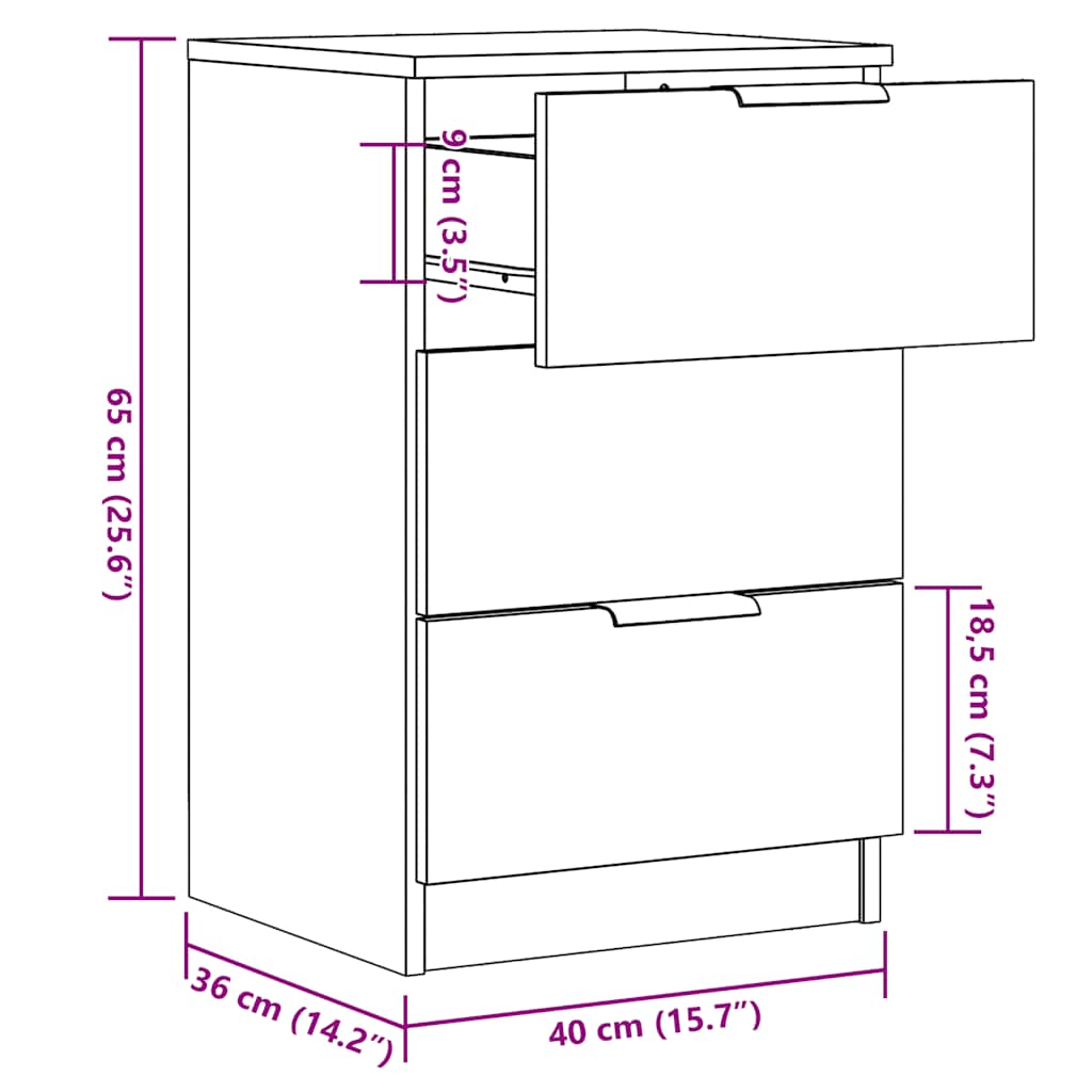 Table de chevet vieux bois 40x36x65 cm bois d'ingénierie - XIOS
