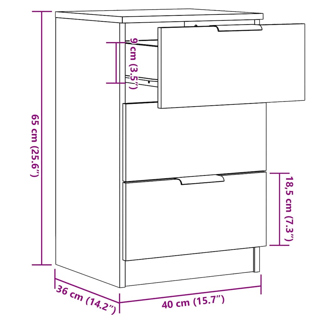 Tables de chevet 2 pcs vieux bois 40x36x65 cm bois d'ingénierie - XIOS