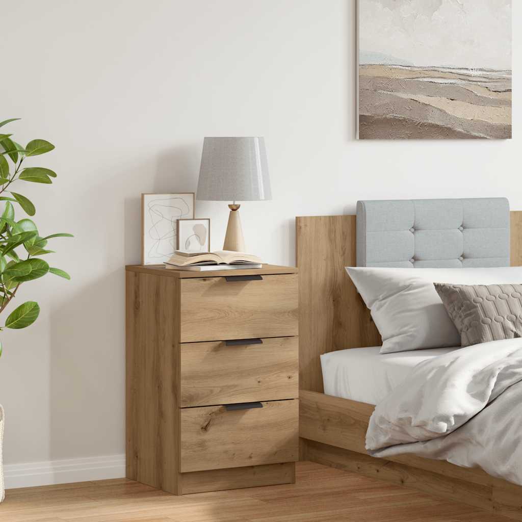Table de chevet chêne artisanal 40x36x65 cm bois d'ingénierie - XIOS
