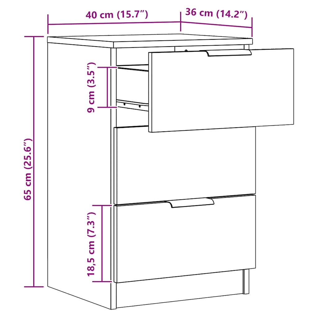 Tables de chevet 2 pcs chêne artisanal bois d'ingénierie - XIOS