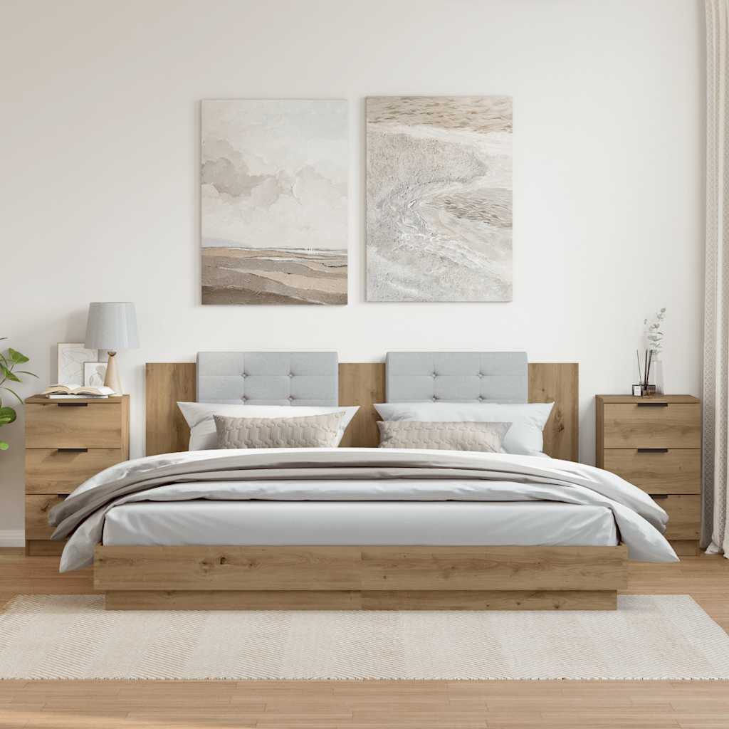 Tables de chevet 2 pcs chêne artisanal bois d'ingénierie