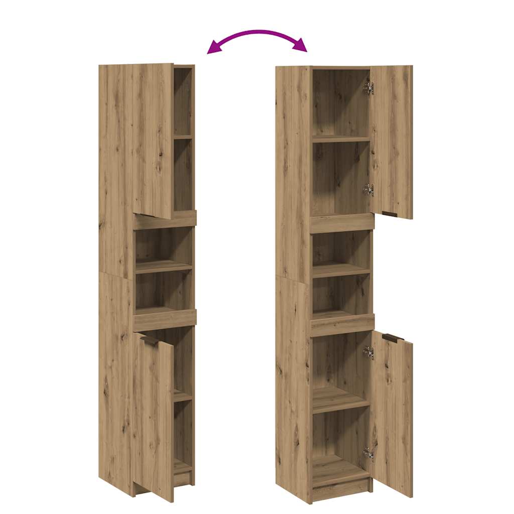 Armoire de bain chêne artisanal 32x34x188,5cm bois d'ingénierie - XIOS