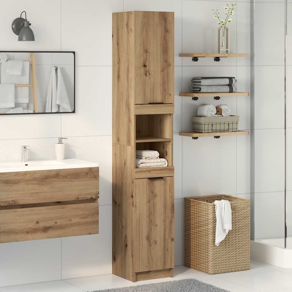 Armoire de bain chêne artisanal 32x34x188,5cm bois d'ingénierie - XIOS