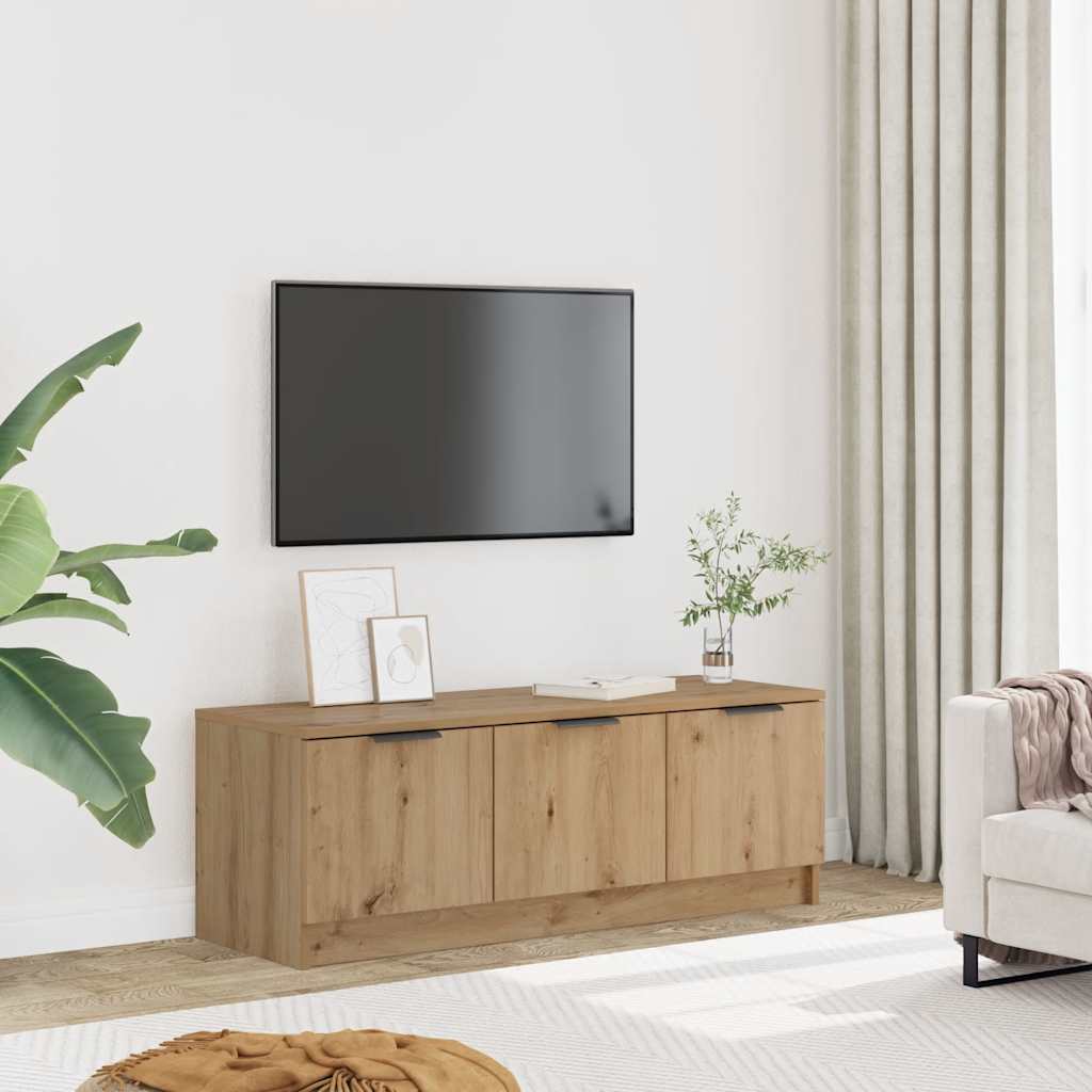 Meuble TV chêne artisanal 102x35x36,5 cm bois d'ingénierie - XIOS