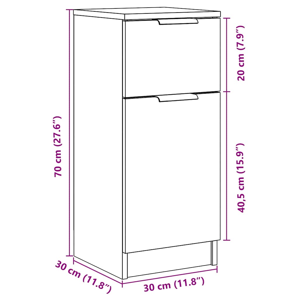 Buffet vieux bois 30x30x70 cm bois d'ingénierie - XIOS