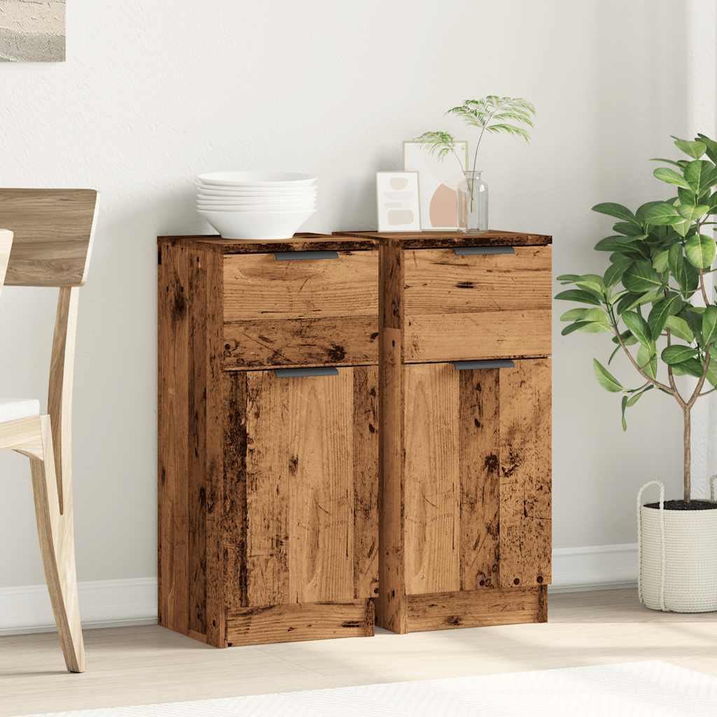 Buffets 2 pcs vieux bois 30x30x70 cm bois d'ingénierie - XIOS