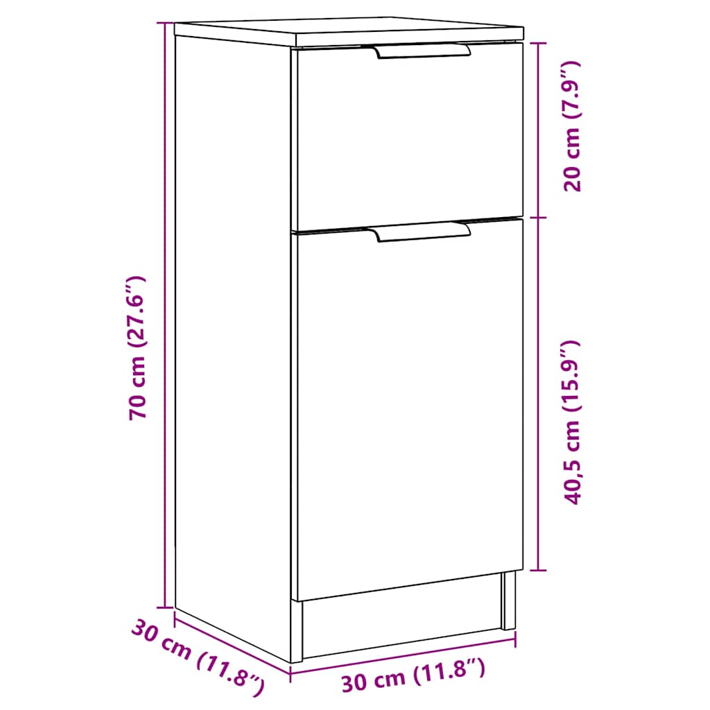Buffets 2 pcs vieux bois 30x30x70 cm bois d'ingénierie - XIOS