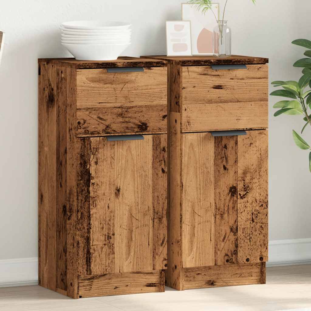 Buffets 2 pcs vieux bois 30x30x70 cm bois d'ingénierie - XIOS