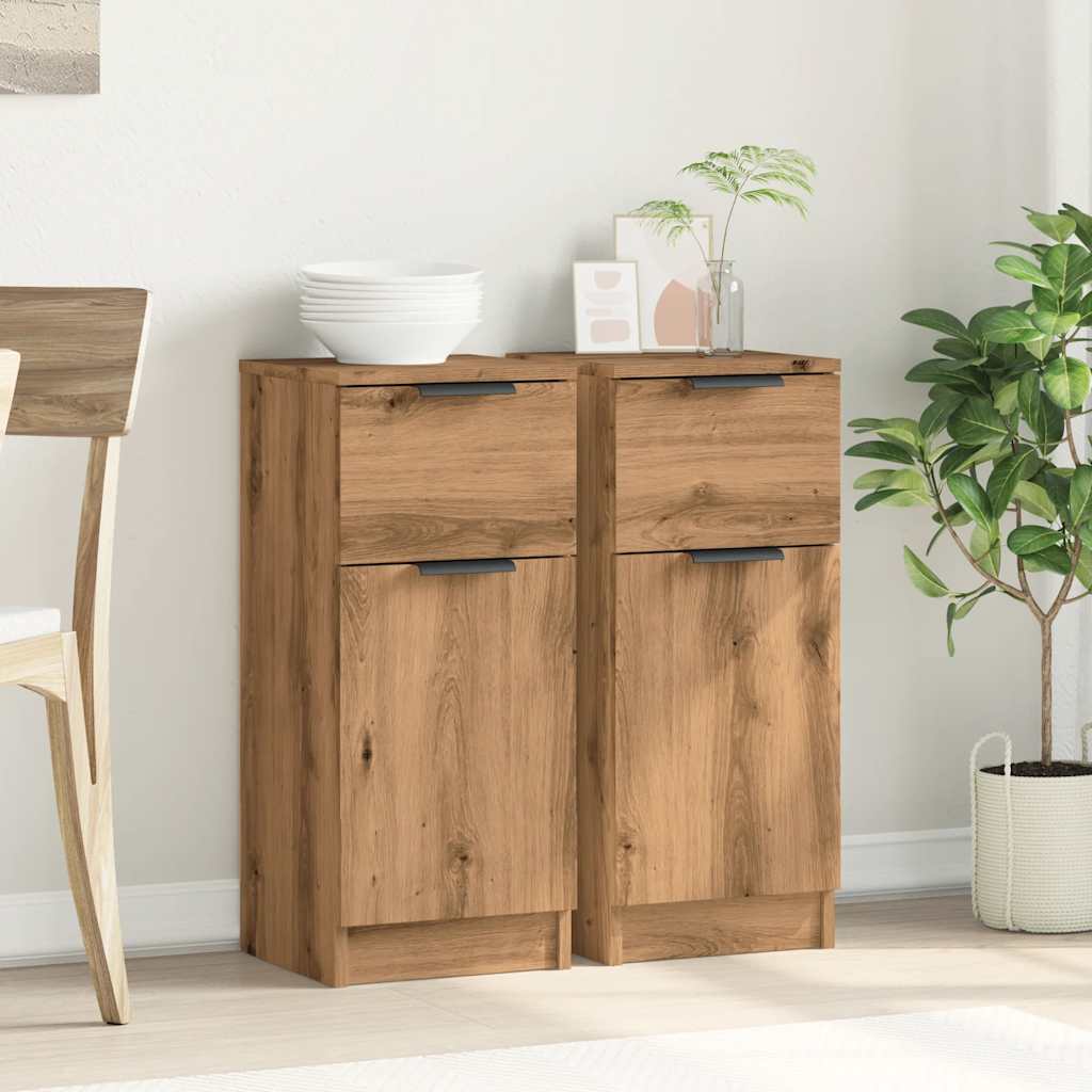 Buffets 2 pcs chêne artisanal 30x30x70 cm bois d'ingénierie - XIOS