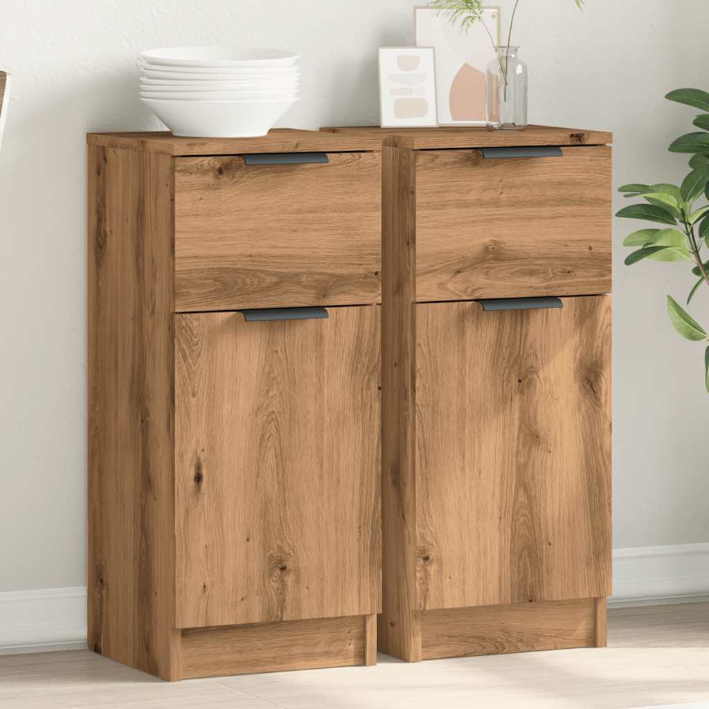 Buffets 2 pcs chêne artisanal 30x30x70 cm bois d'ingénierie - XIOS