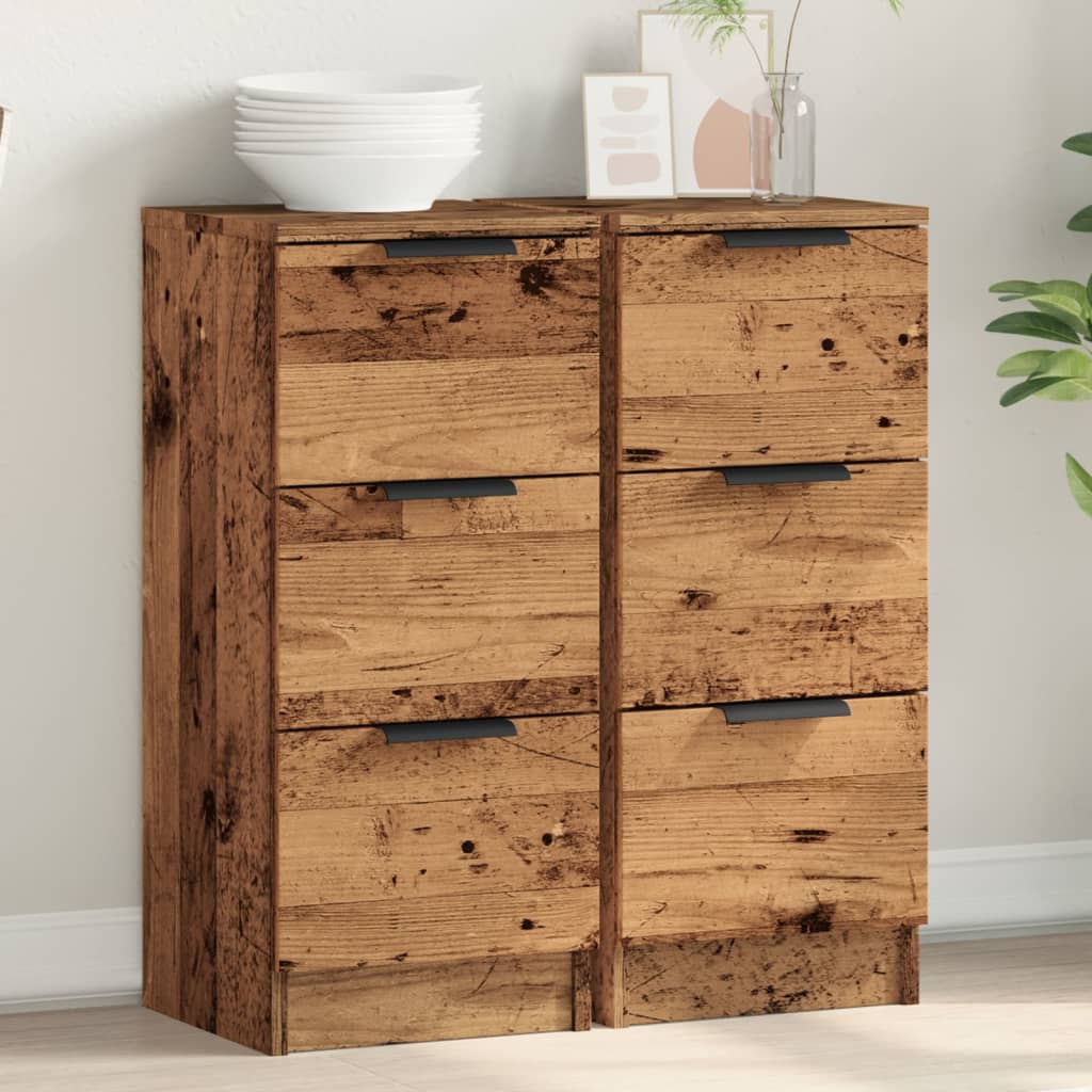 Buffets 2 pcs vieux bois 30x30x70 cm bois d'ingénierie - XIOS