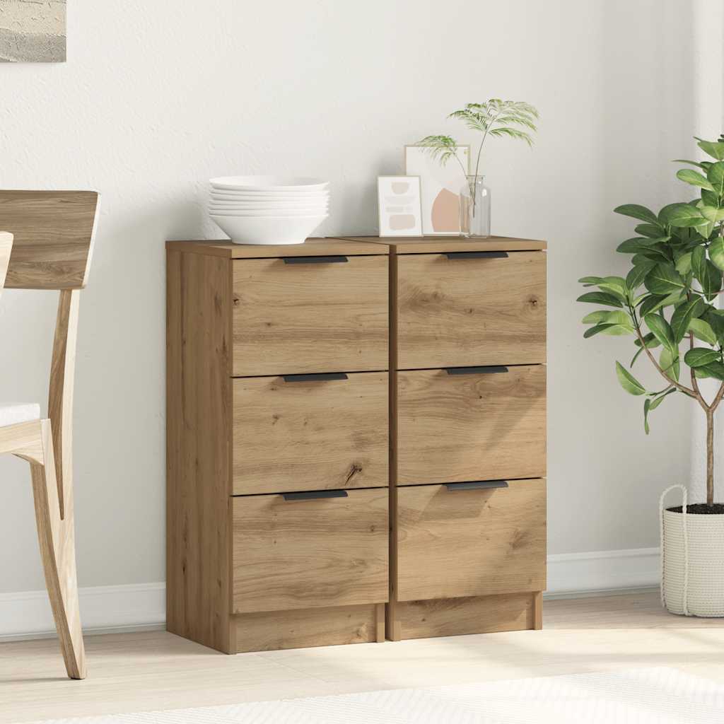 Buffets 2 pcs chêne artisanal 30x30x70 cm bois d'ingénierie - XIOS