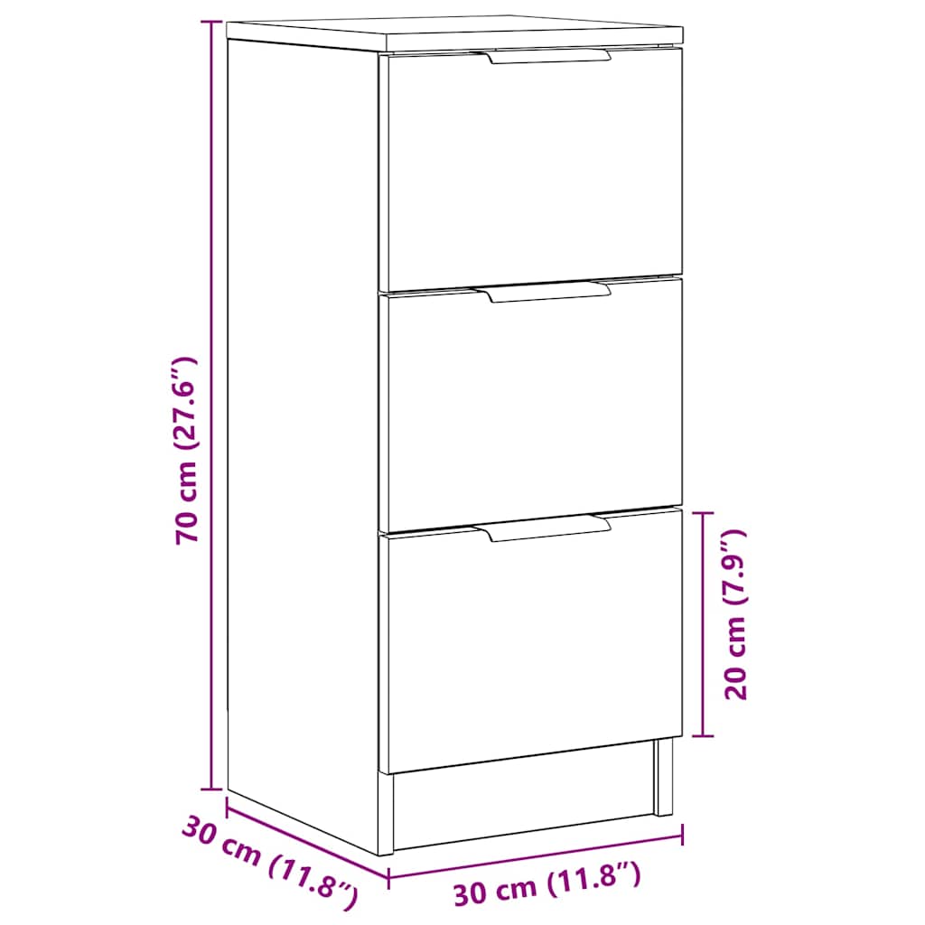 Buffets 2 pcs chêne artisanal 30x30x70 cm bois d'ingénierie - XIOS