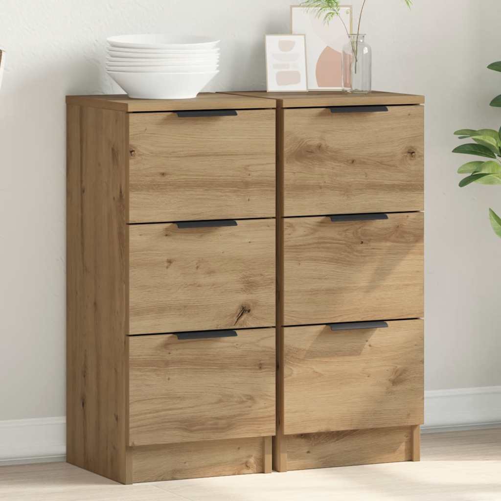 Buffets 2 pcs chêne artisanal 30x30x70 cm bois d'ingénierie - XIOS