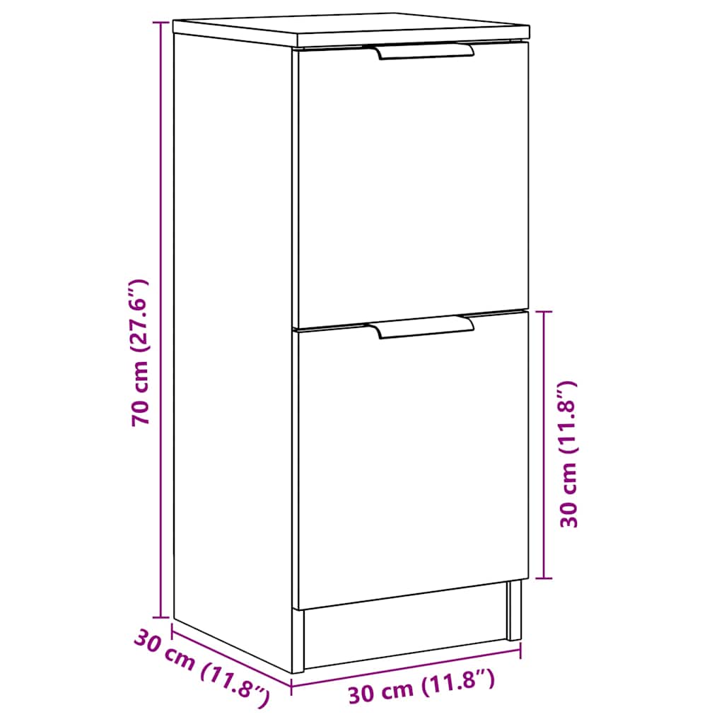 Buffets 2 pcs vieux bois 30x30x70 cm bois d'ingénierie - XIOS