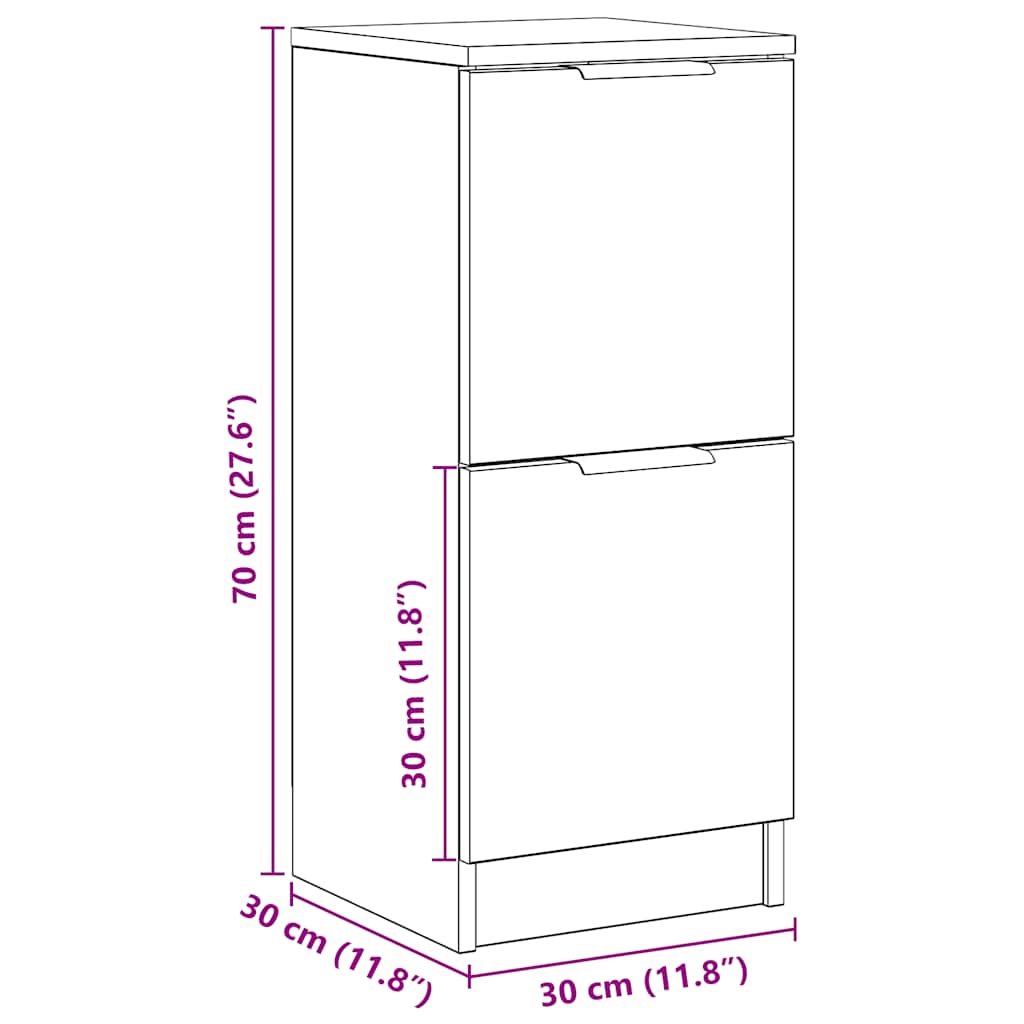 Buffets 2 pcs chêne artisanal 30x30x70 cm bois d'ingénierie - XIOS