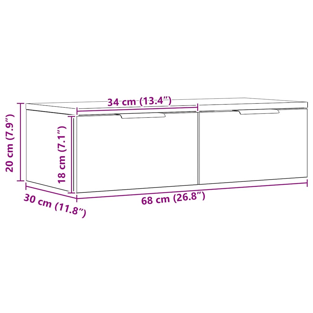 Armoire murale chêne artisanal 68x30x20 cm bois d'ingénierie - XIOS