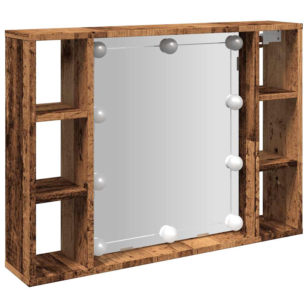 Armoire à miroir et LED vieux bois 76x15x55cm bois d'ingénierie - XIOS